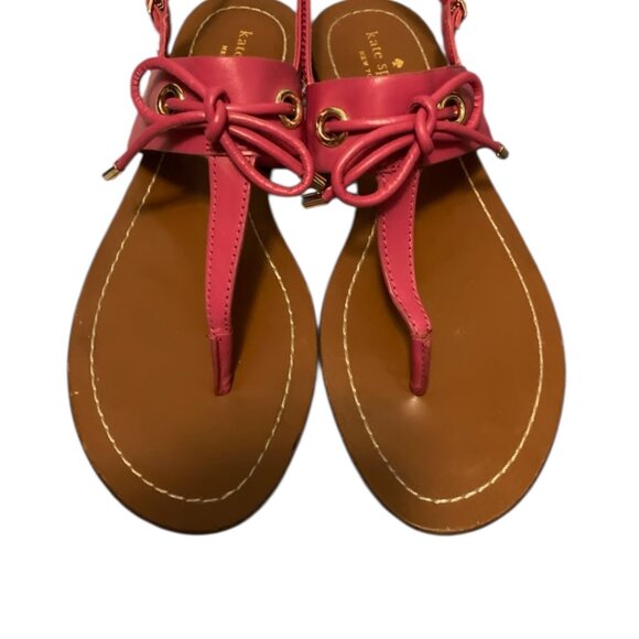 Kate Spade Carolina Leather Thong T Strap Bow Sandals Women's Size 6.0 M - Picture 2 of 10